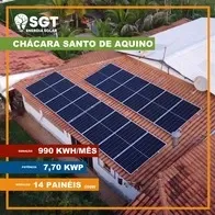 Placas solares instaladas pela SGT em Chácara Santo de Aquino